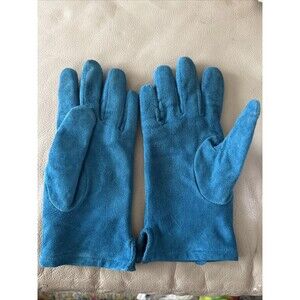 Teal Suede Fleece Lined Gloves Size Medium Excellent Condition
